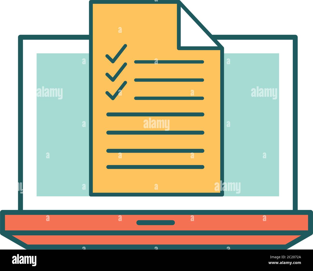 laptop and document line and fill style icon design, Education online ...