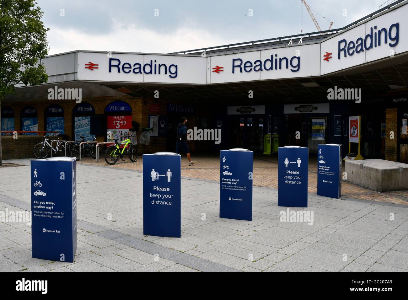 Reading Station signage. Easing of Coronavirus lockdown, Reading, UK 12 June 2020 Stock Photo