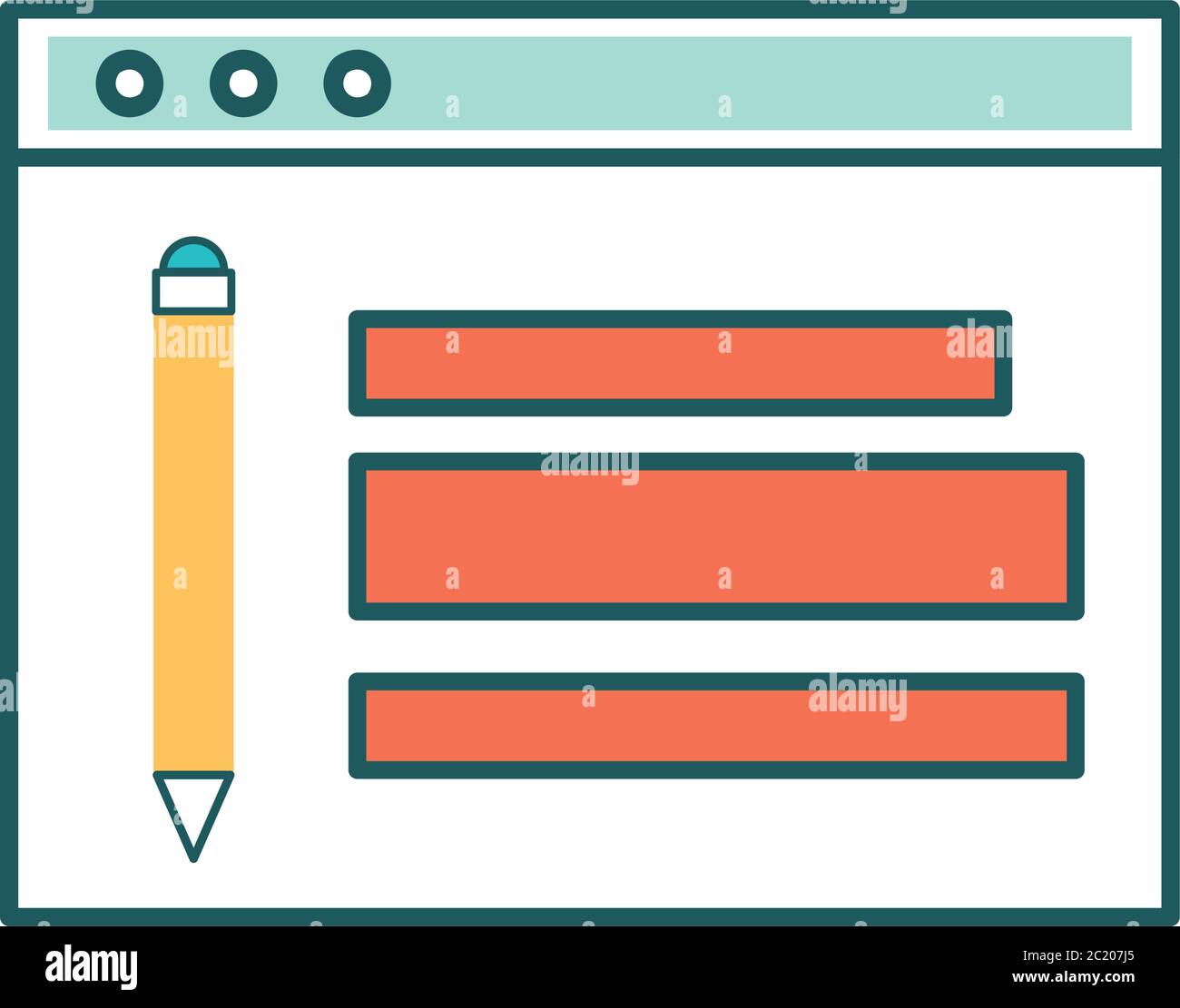 Website page with pencil line and fill style icon design, Technology ...