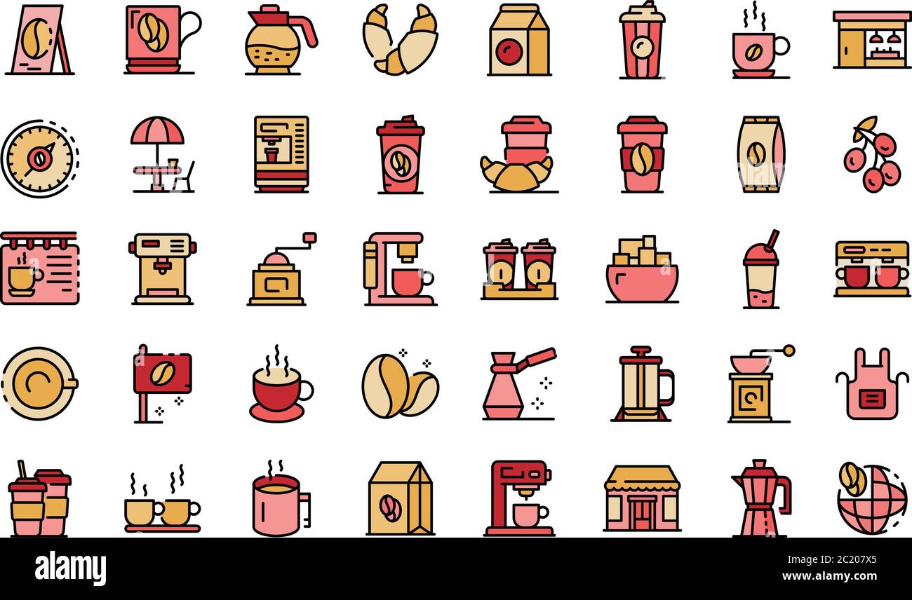 Coffee shop icons set line color vector Stock Vector Image & Art - Alamy