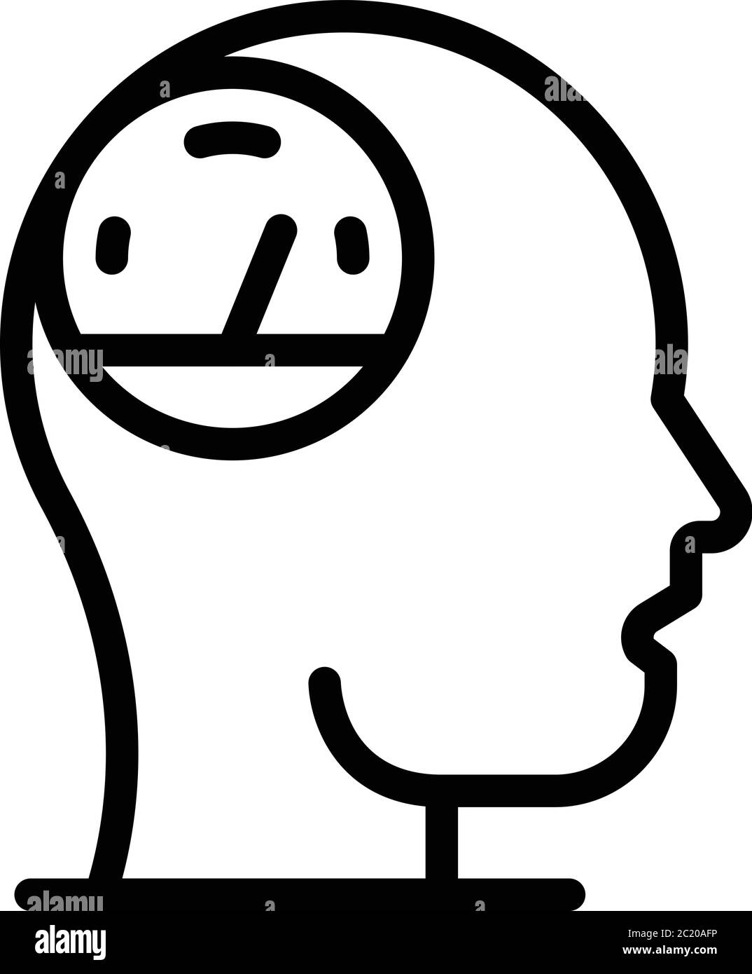 Speedometer in the head icon, outline style Stock Vector