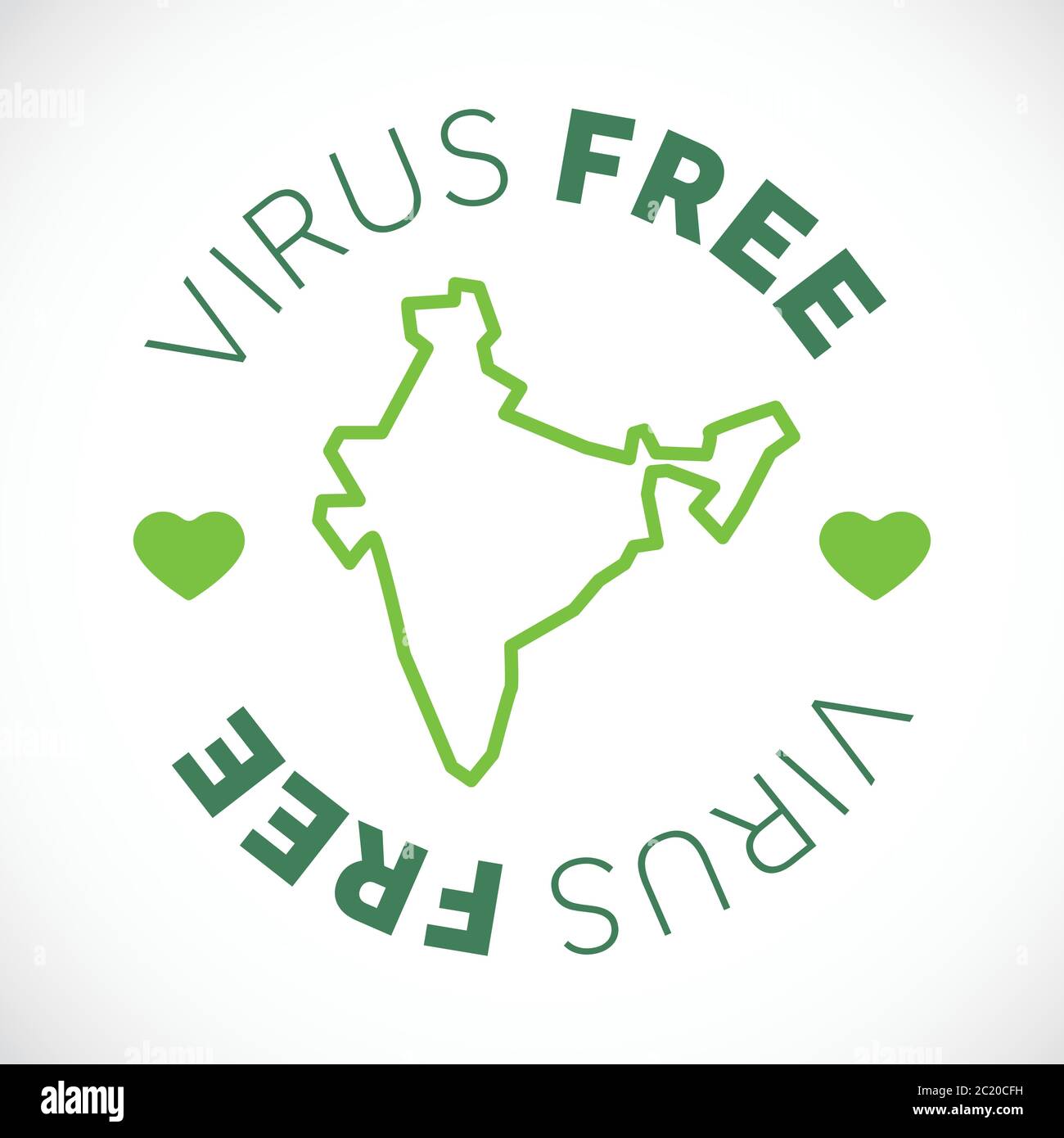 India map cornavirus free zone. Virus clear area. Stock Vector