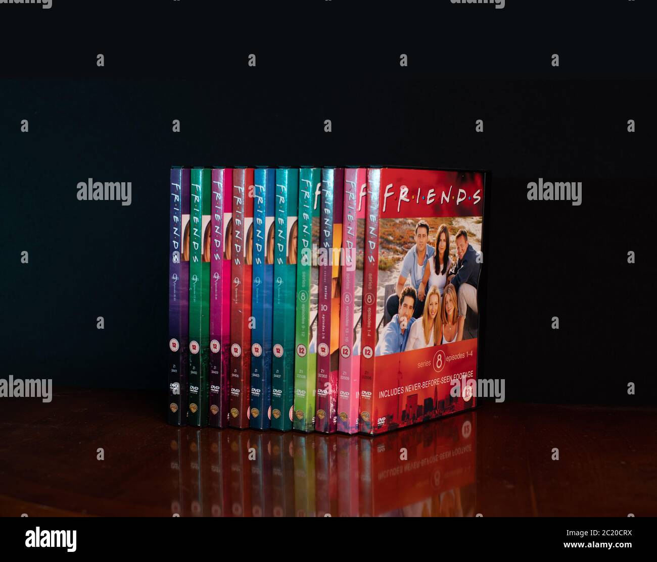 Collection of Friends DVDs. The hugely popular sitcom has recently been criticised for it lack of racial diversity in the light of the BLM campaign. Stock Photo