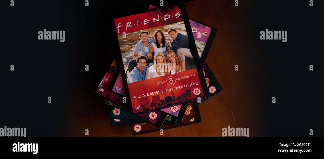 Collection of Friends DVDs. The hugely popular sitcom has recently been criticised for it lack of racial diversity in the light of the BLM campaign. Stock Photo