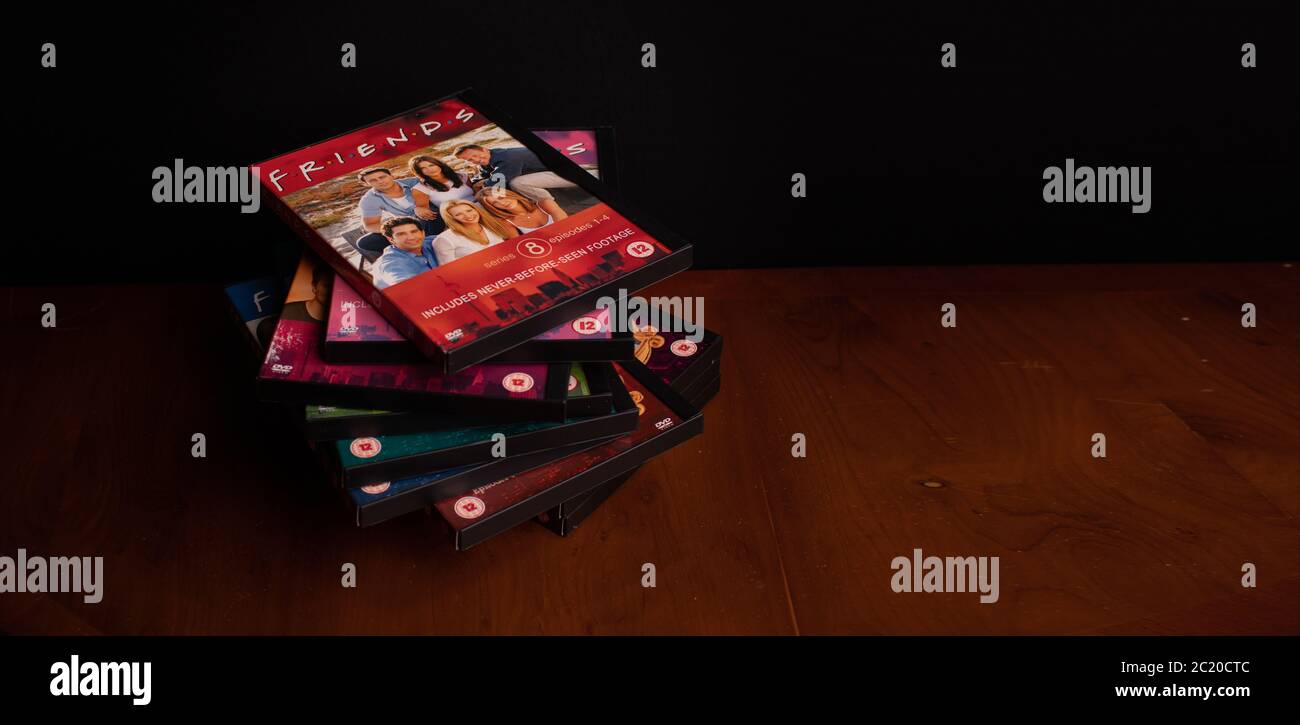 Collection of Friends DVDs. The hugely popular sitcom has recently been criticised for it lack of racial diversity in the light of the BLM campaign. Stock Photo
