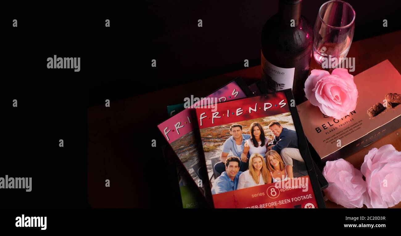 Collection of Friends DVDs. The hugely popular sitcom has recently been criticised for it lack of racial diversity in the light of the BLM campaign. Stock Photo