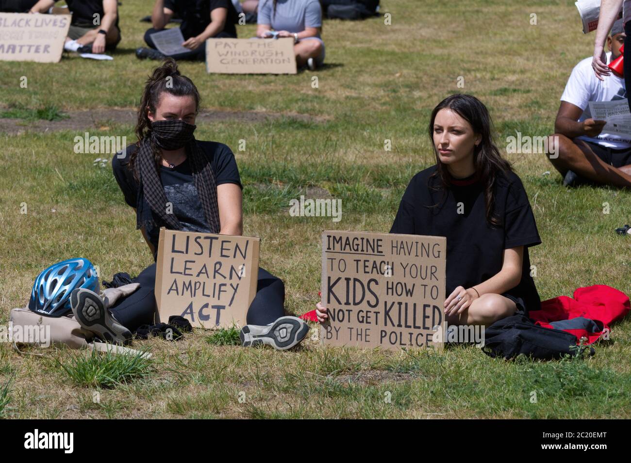 Black Lives Matter protest in Forbury Park, Reading UK UK 13 June 2020. Following George Floyd's murder by white police in Minneapolis at the end of M Stock Photo