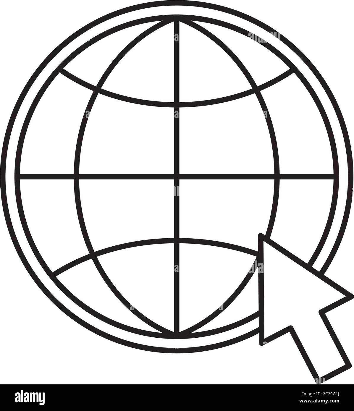 global sphere with cursor silhouette style icon design, Education ...
