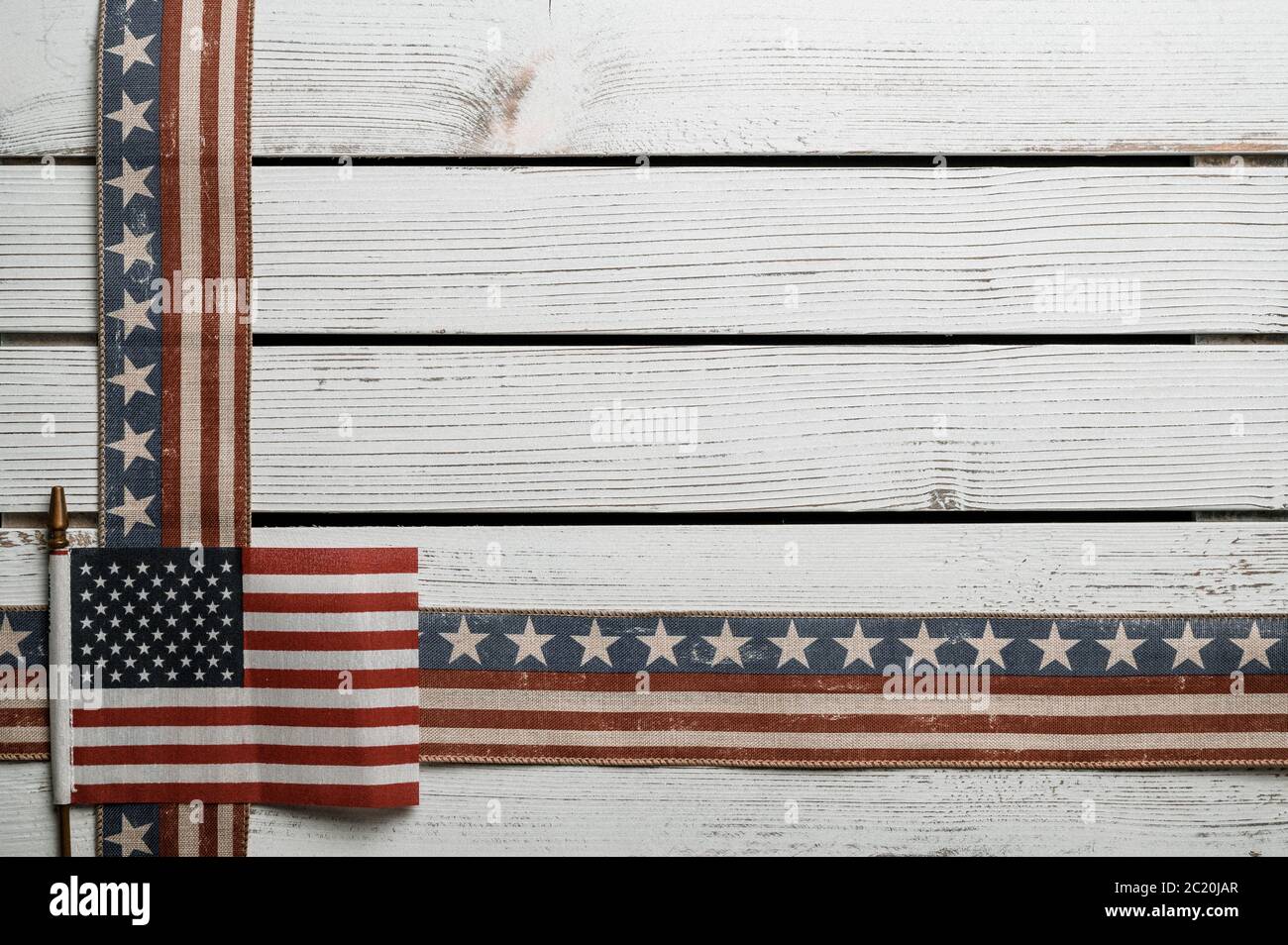 July Rastic Background Frame American stars and stripes flat lay over rustic wood background 4th of ...