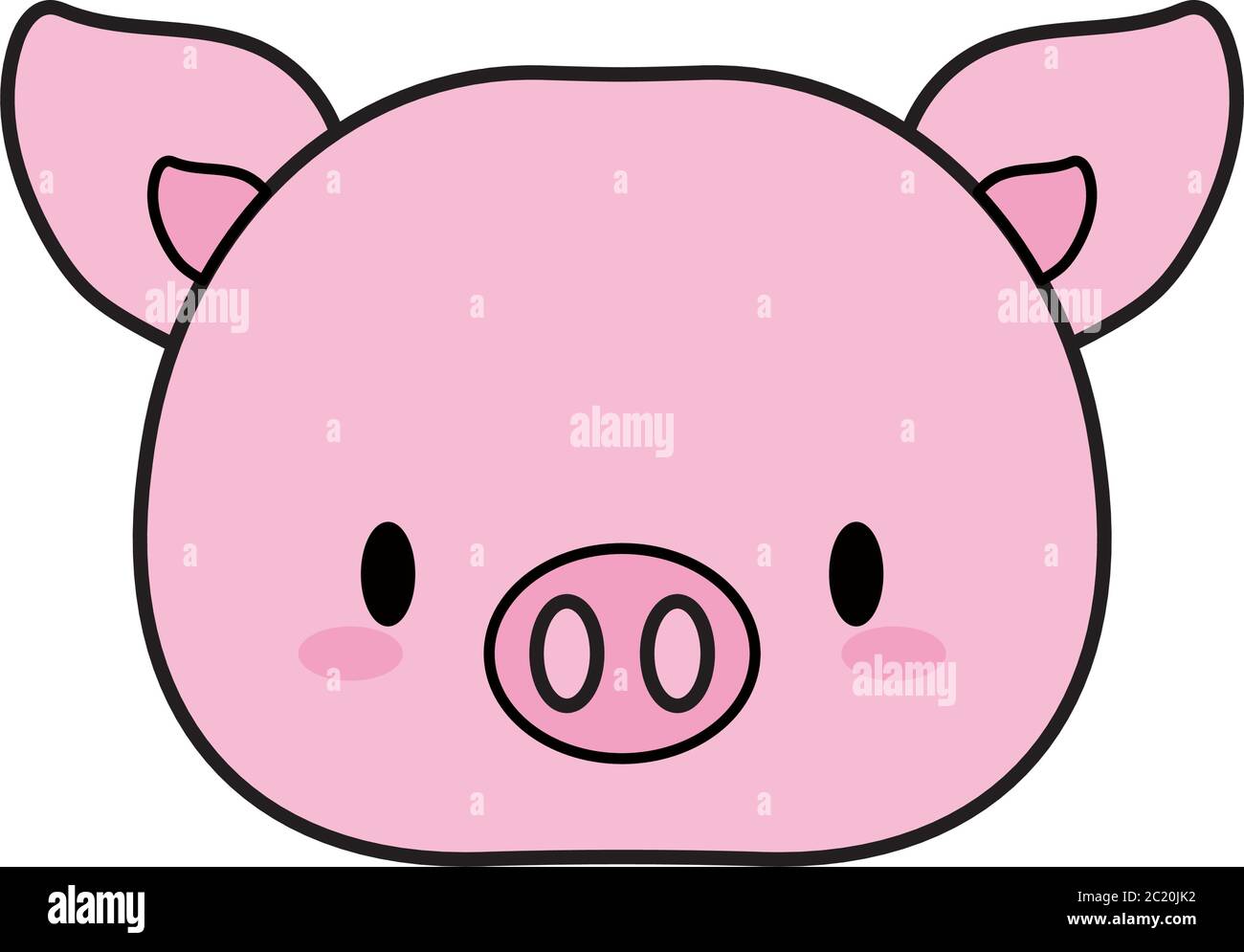 Cute kawaii head pig mascot cartoon logo design icon illustration