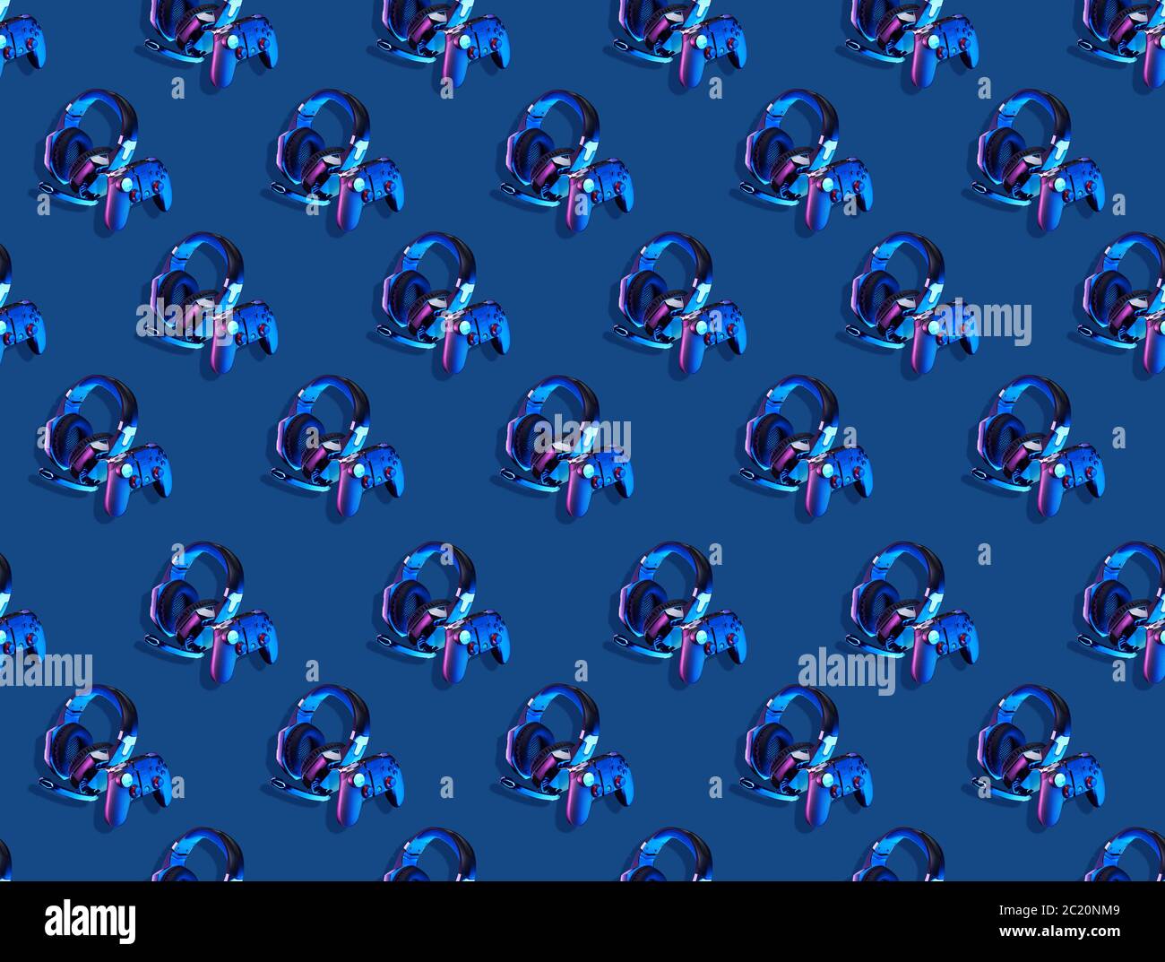 Pattern Game Device Seamless pattern with gamepad joystick game controllers and headphones ...