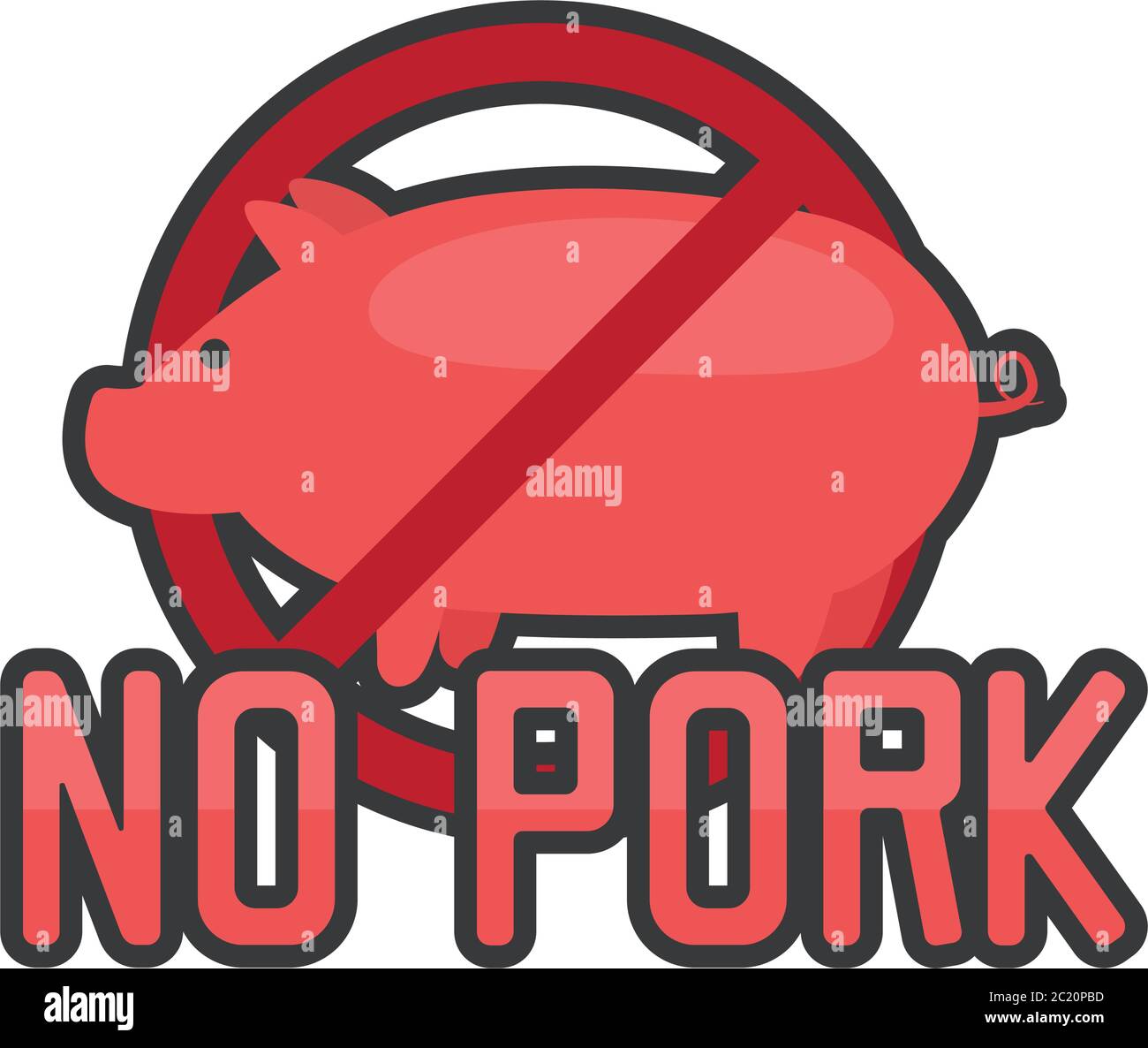 no pork no lard sticker icon isolated on white background, vector illustration Stock Vector