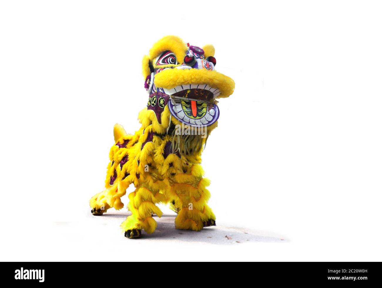 Chinese New Year lion dance celebration over white background Stock ...