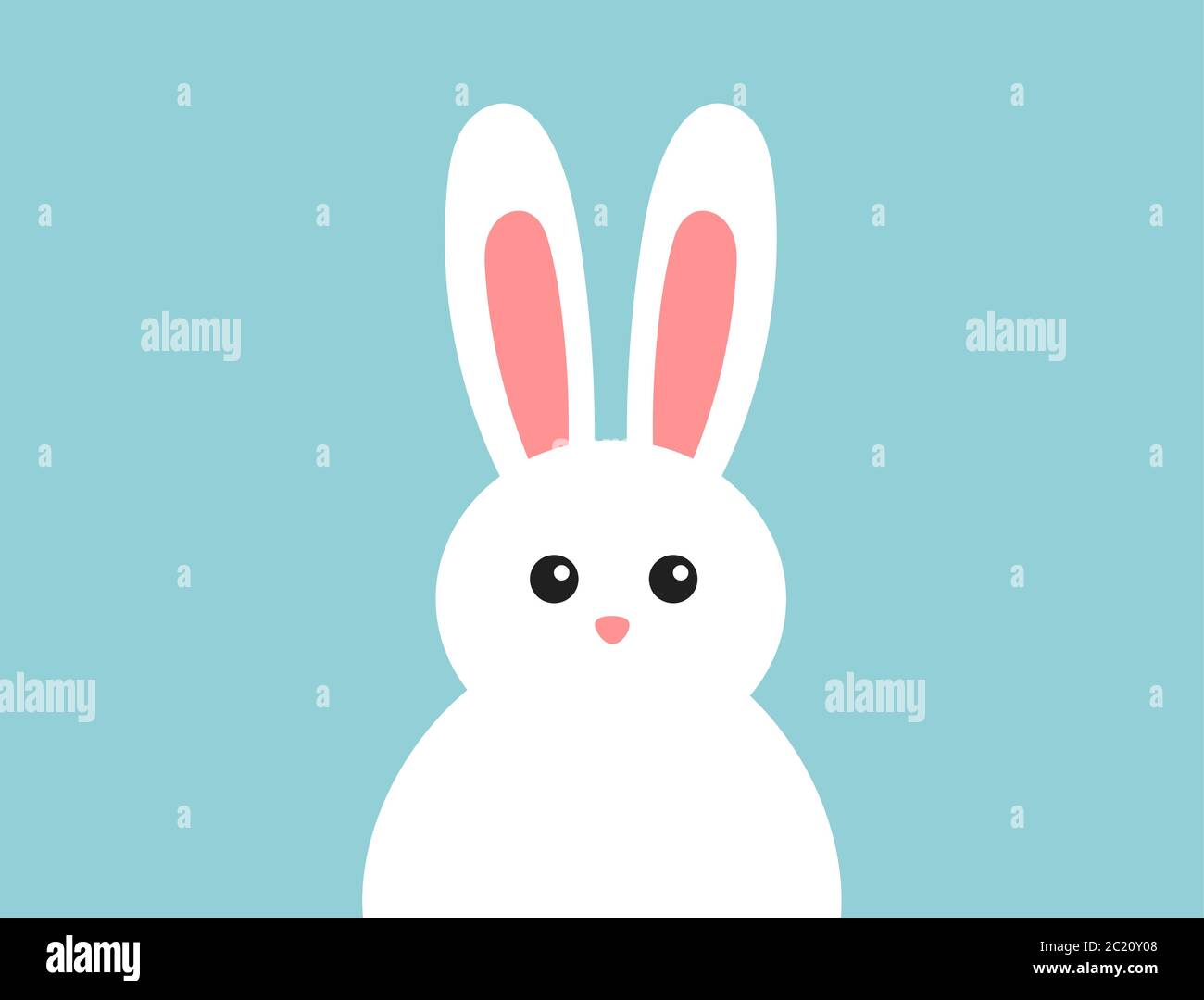 Easter fluffy white bunny on blue background. Vector illustration Stock ...