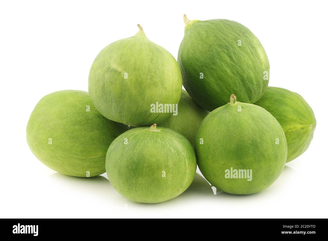 fresh cumelo's (mix between a cucumber and a melon) on a white background Stock Photo