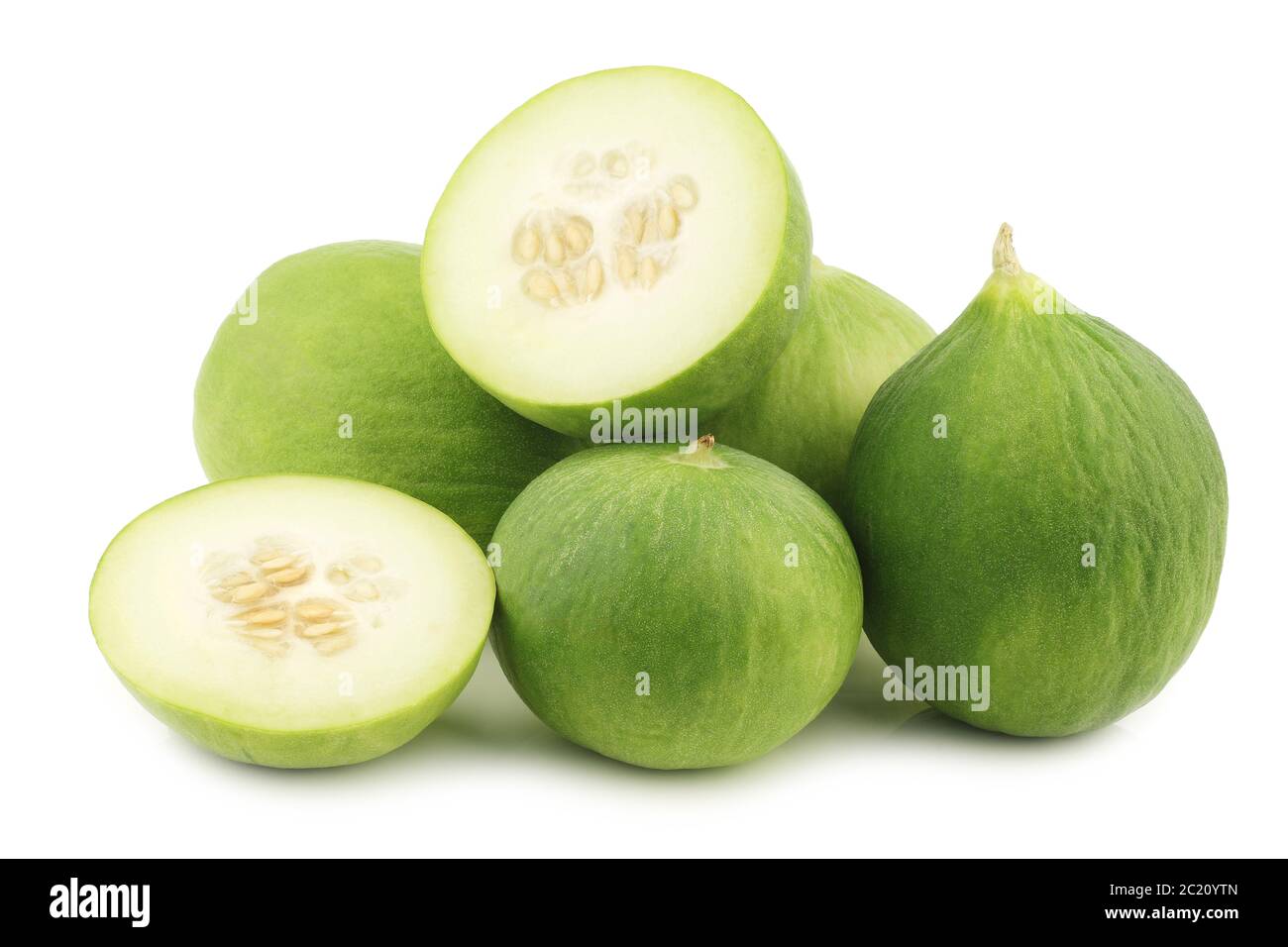 fresh cumelo's (mix between a cucumber and a melon) on a white background Stock Photo