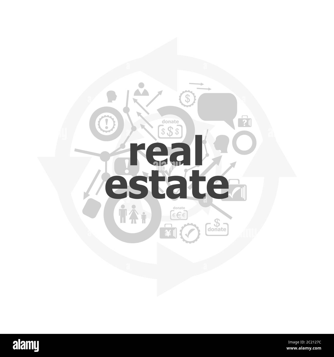 Text Real estate on digital background. Business concept . Icon and button set Stock Photo