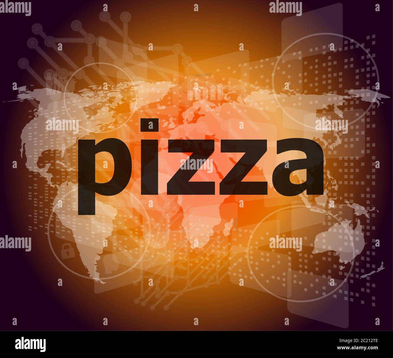 pizza, hi-tech background, digital business touch screen Stock Photo ...