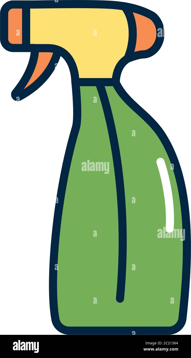 spray bottle icon over white background, line color style, vector ...