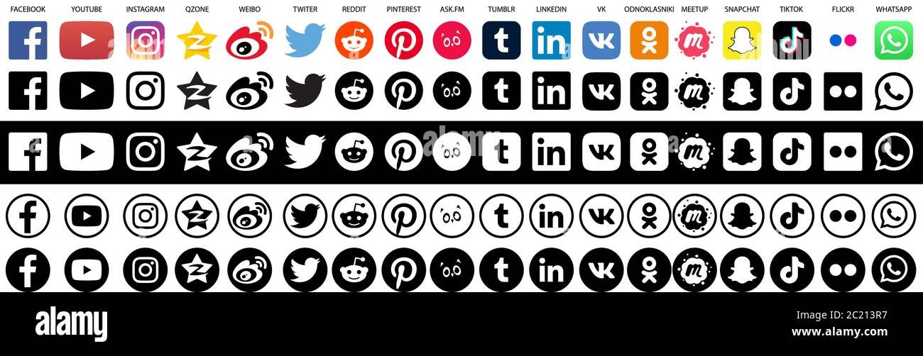 Collection of popular social media vector logos. Stock Vector