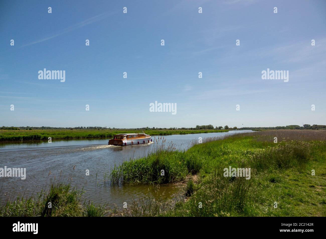 old broads cruiser, river Bure Stock Photo