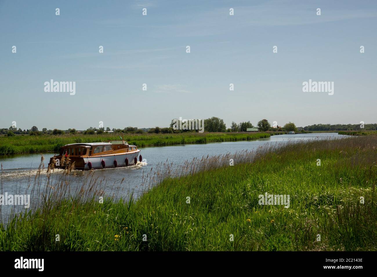 old broads cruiser, river Bure Stock Photo