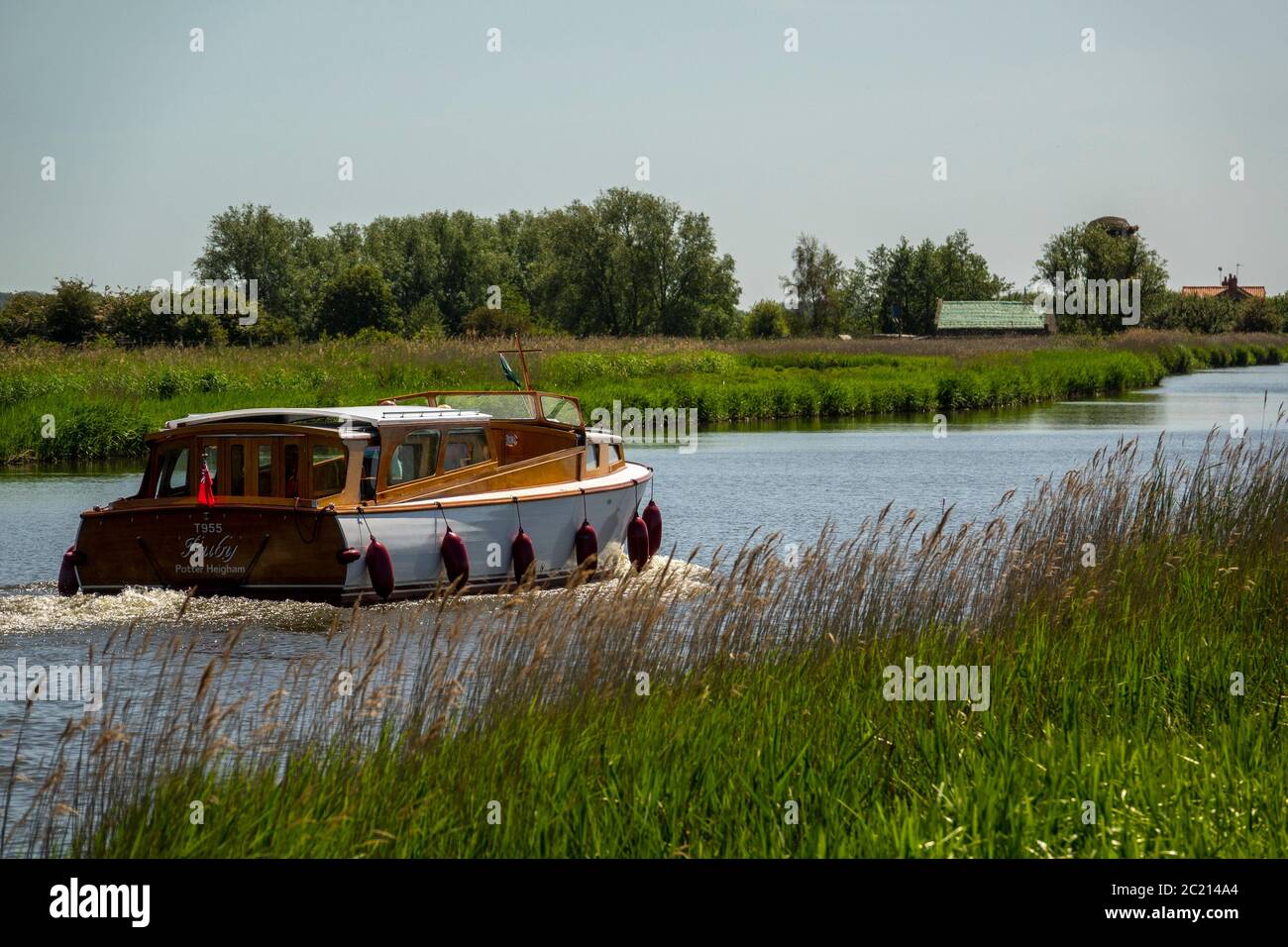 old broads cruiser, river Bure Stock Photo
