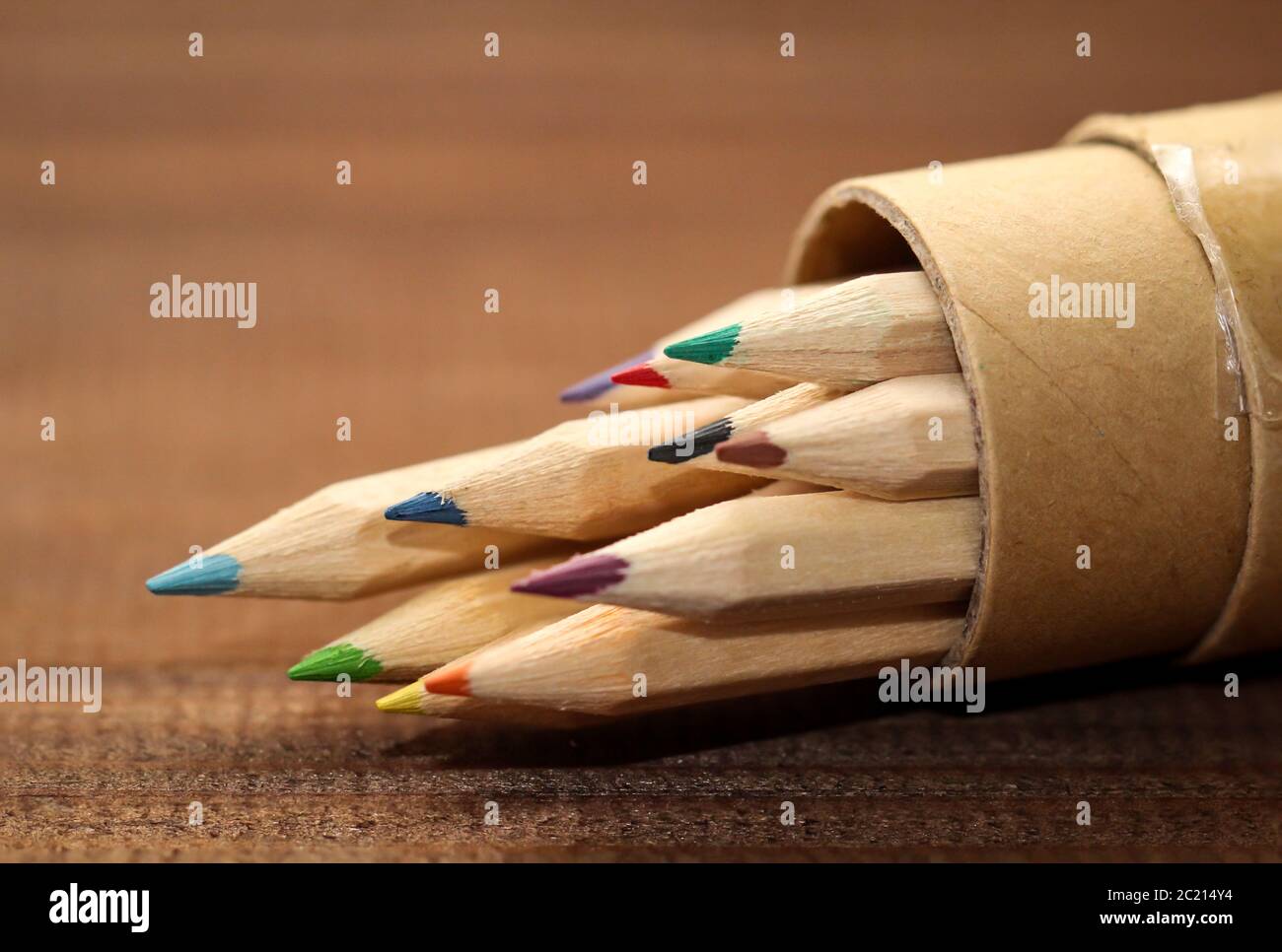 colored pencils in a box Stock Photo Alamy