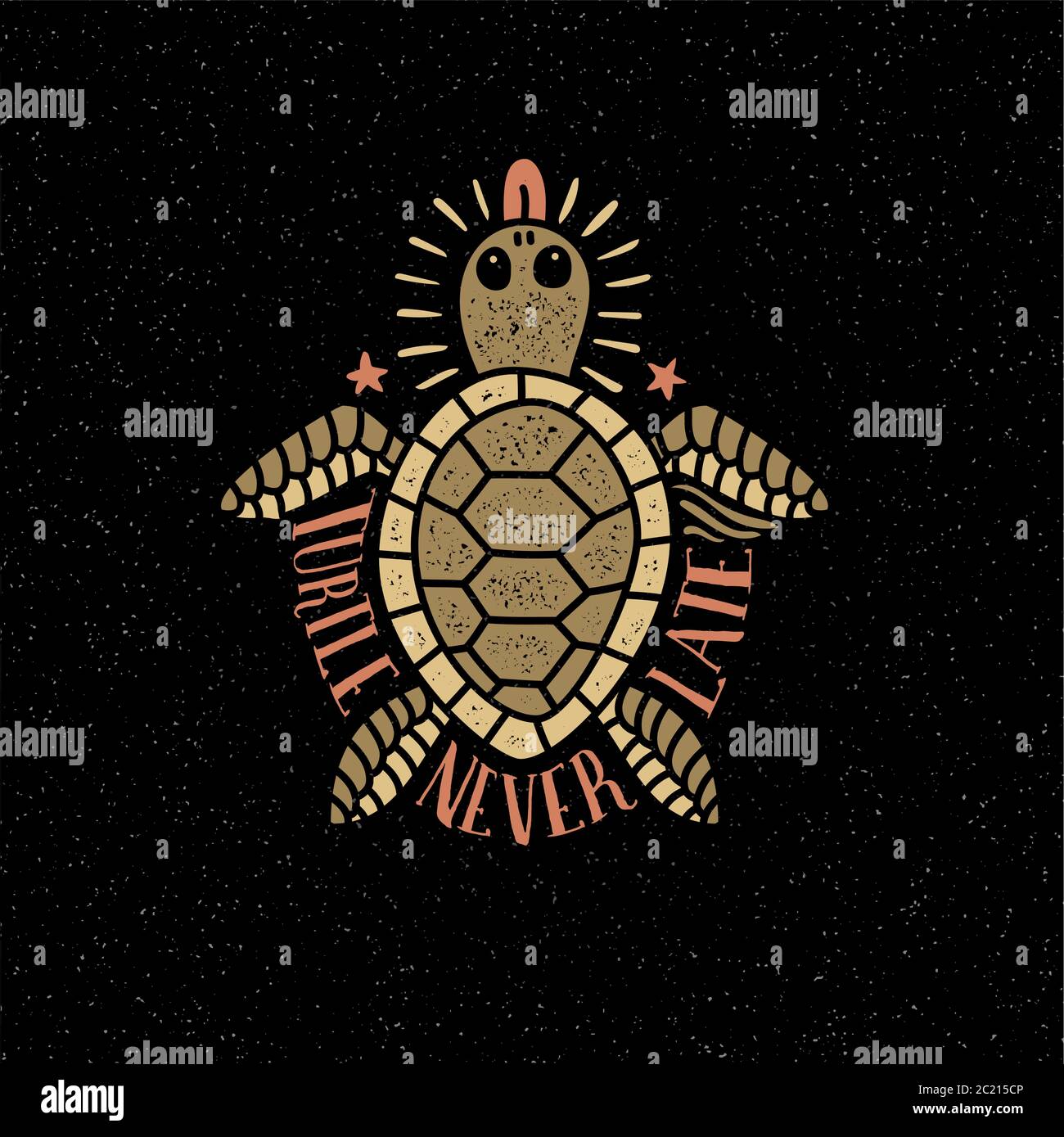 sea turtle shows tongue Stock Vector