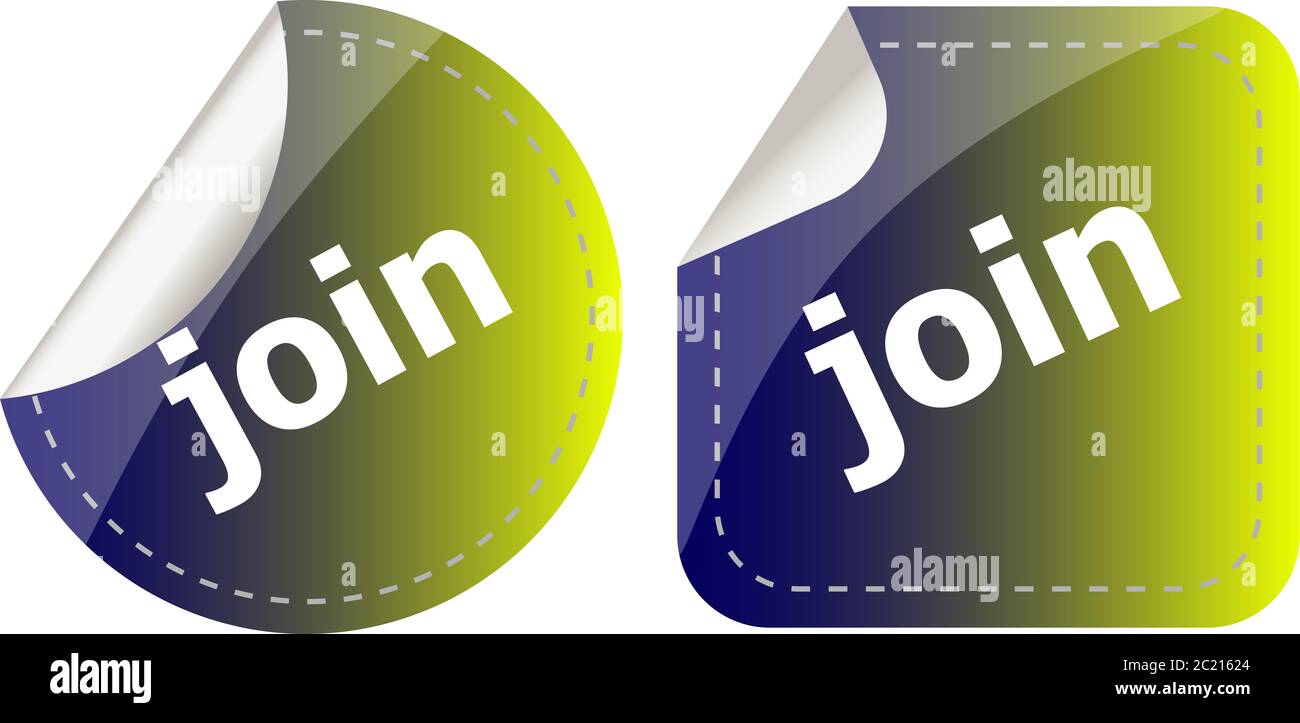 Join word. stickers set, web icon button isolated on white Stock Photo ...