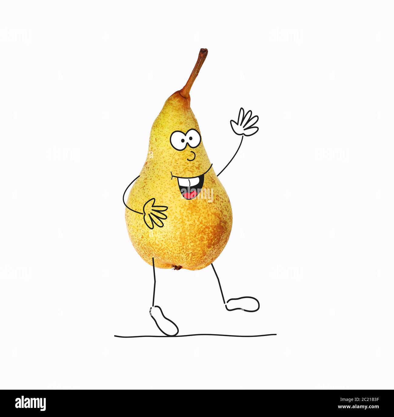 Pear with cartoon characters Stock Photo