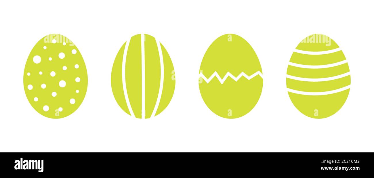 Green pastel Easter eggs with patterns. Flat design vector illustration. Stock Vector