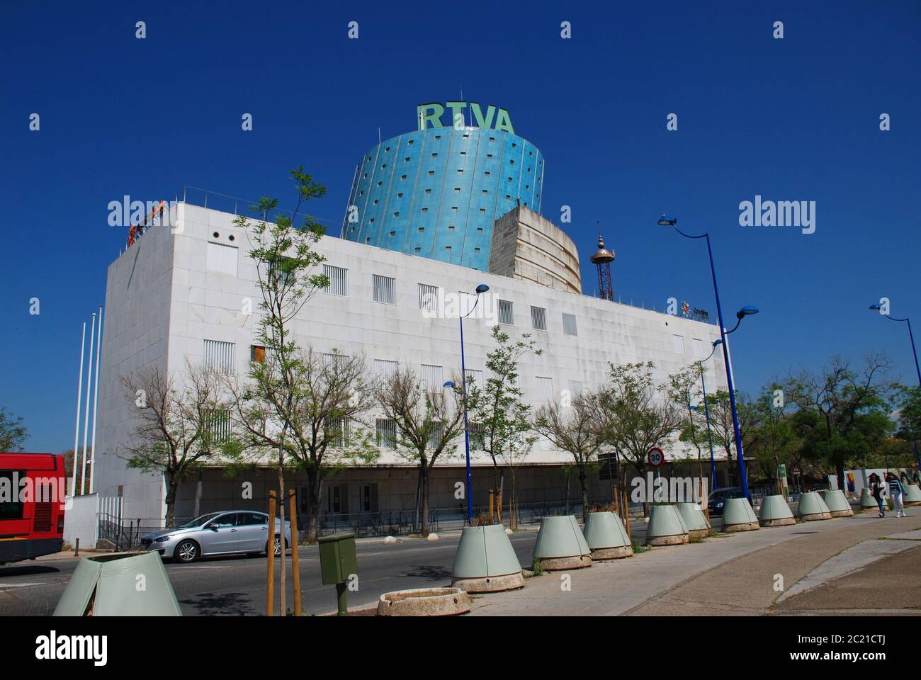 The RTVA (Radio and Television of Andalucia) studios on the Isla Cartuja in Seville, Spain on April 3, 2019. Stock Photo