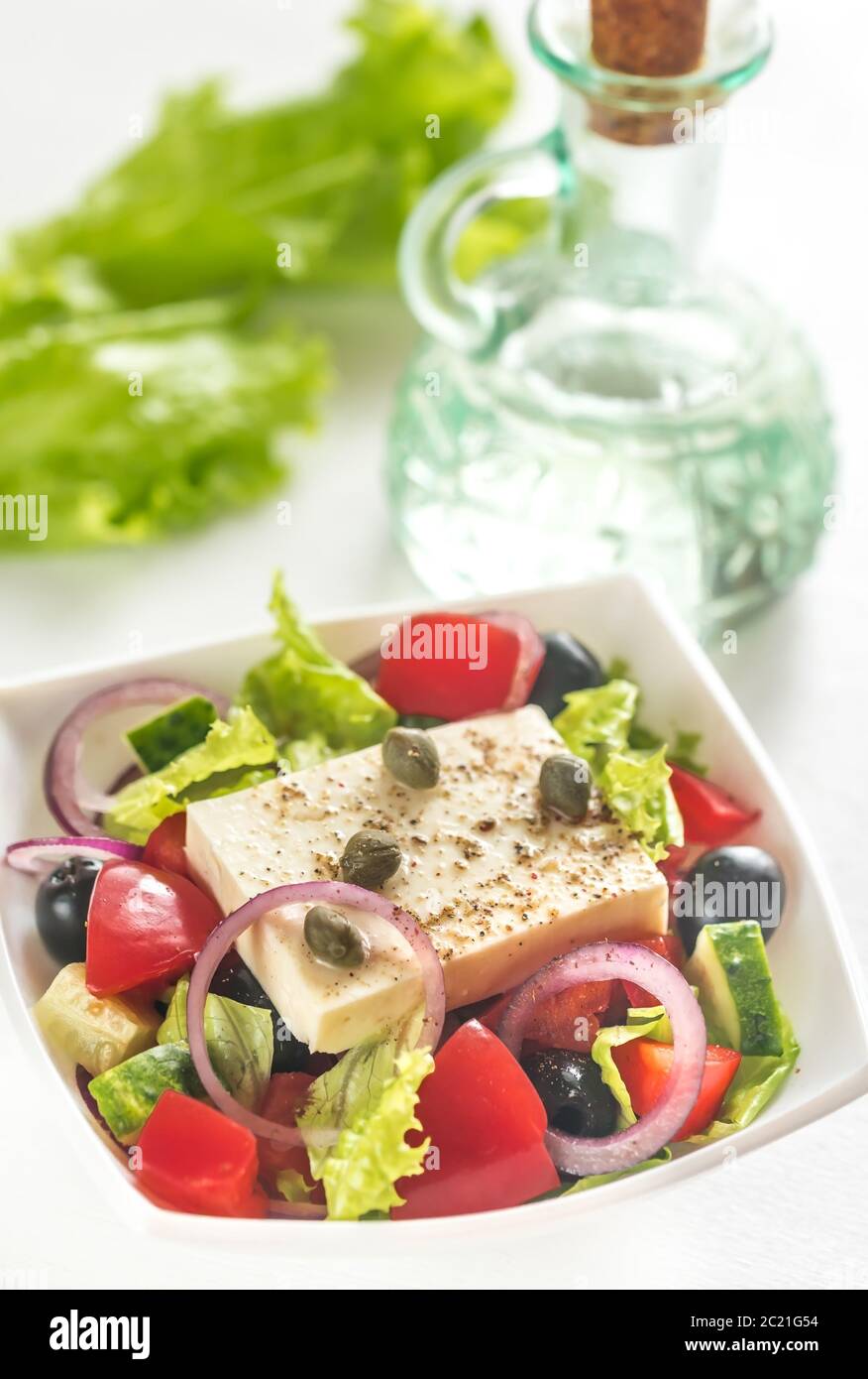 Bowl of Greek salad Stock Photo Alamy