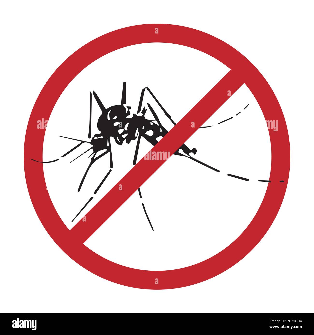 Mosquito silhouettes with prohibited sign isolated on white background, vector illustration Stock Vector