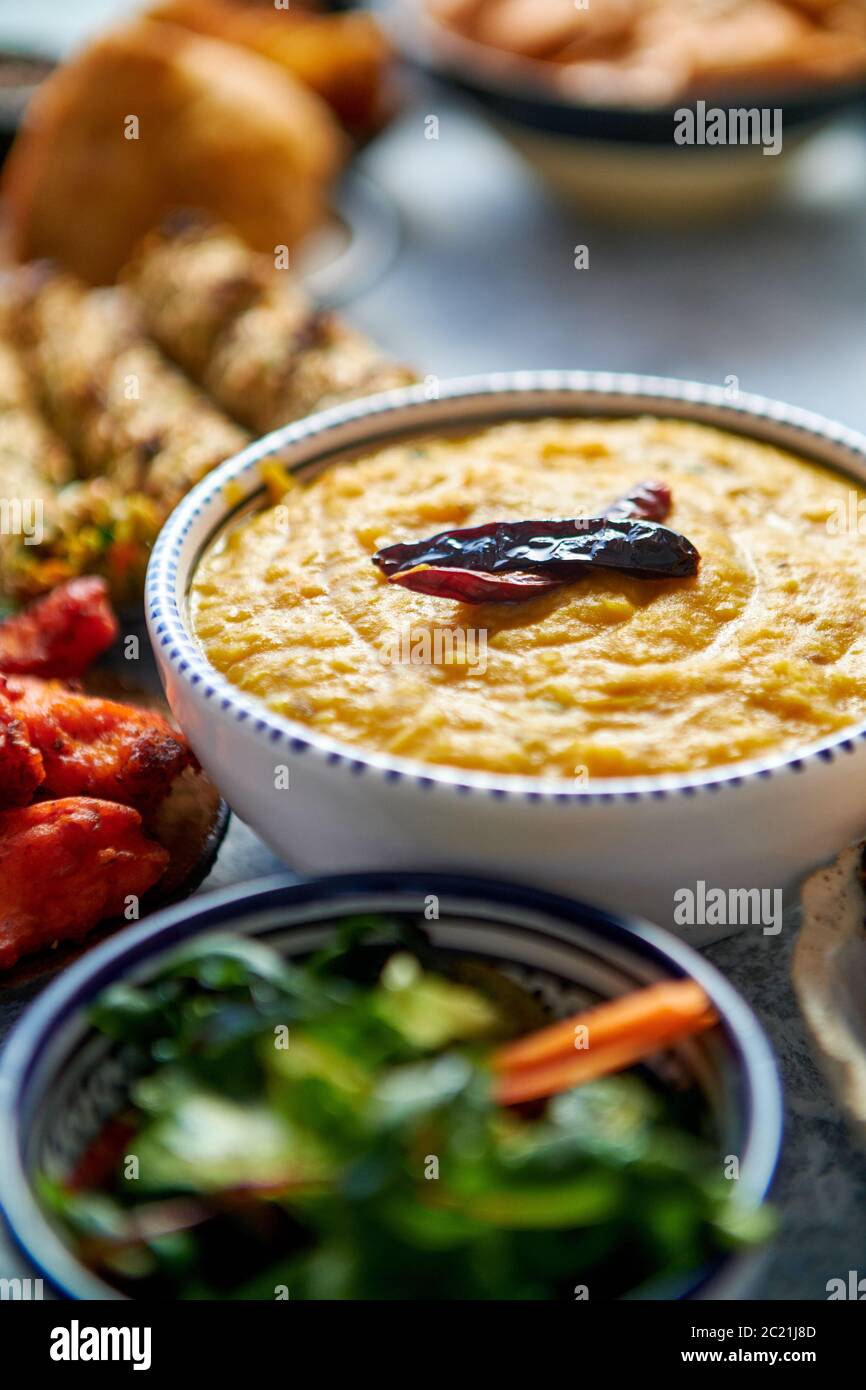 Traditional Indian food in ceramic bowls Stock Photo Alamy