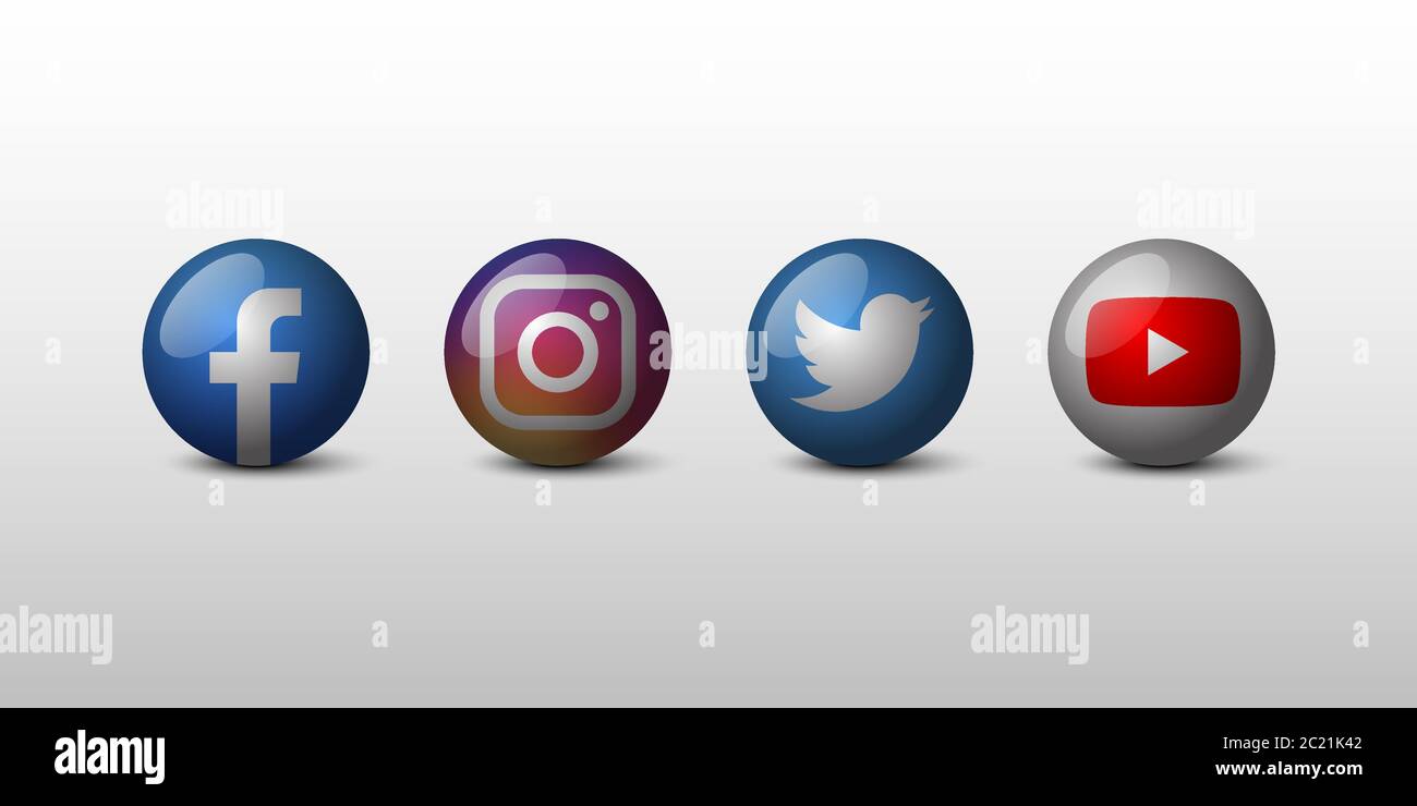 Social media 3D icon set Stock Vector