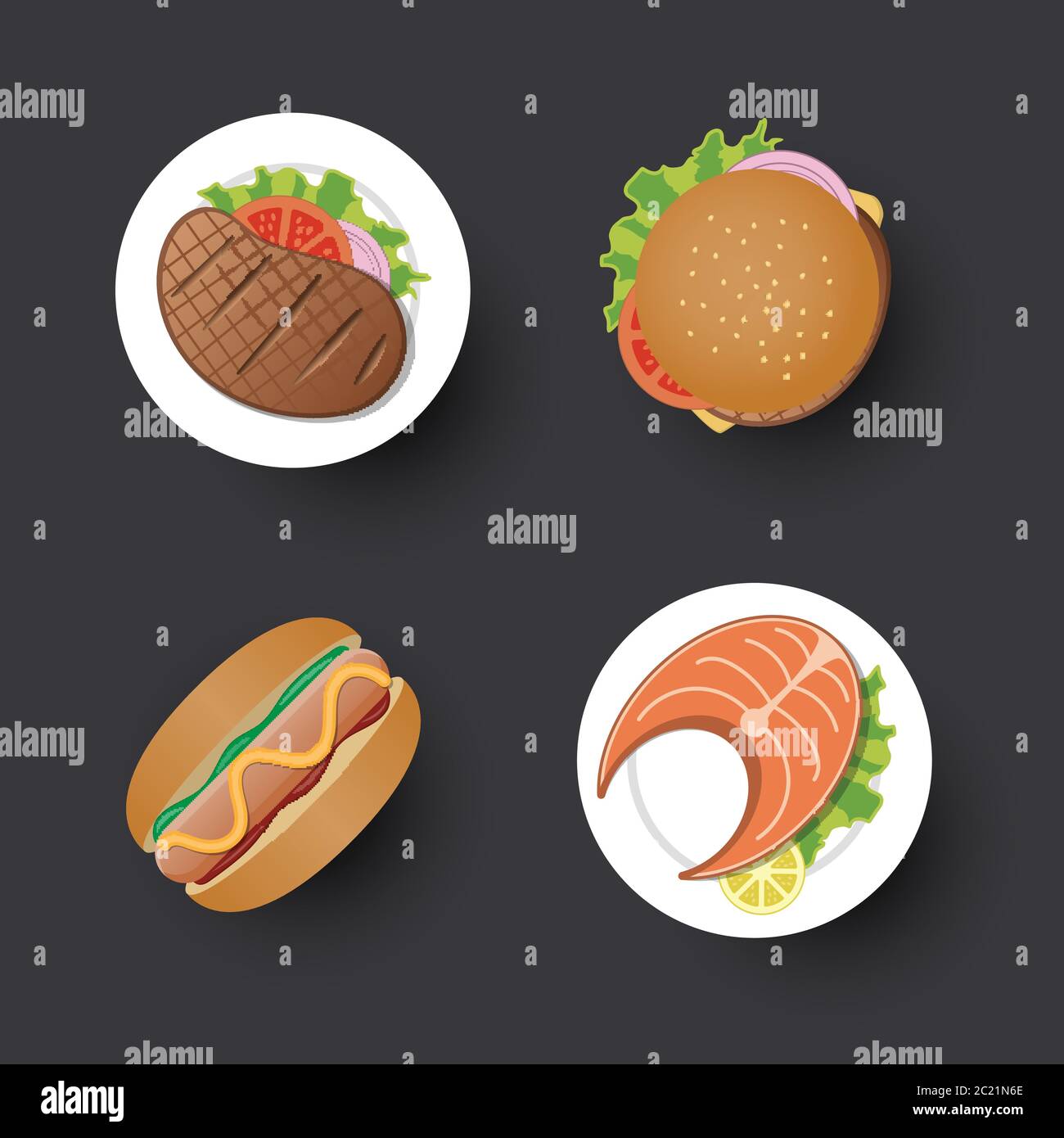 Traditional food simple design icon set, vector illustration Stock ...