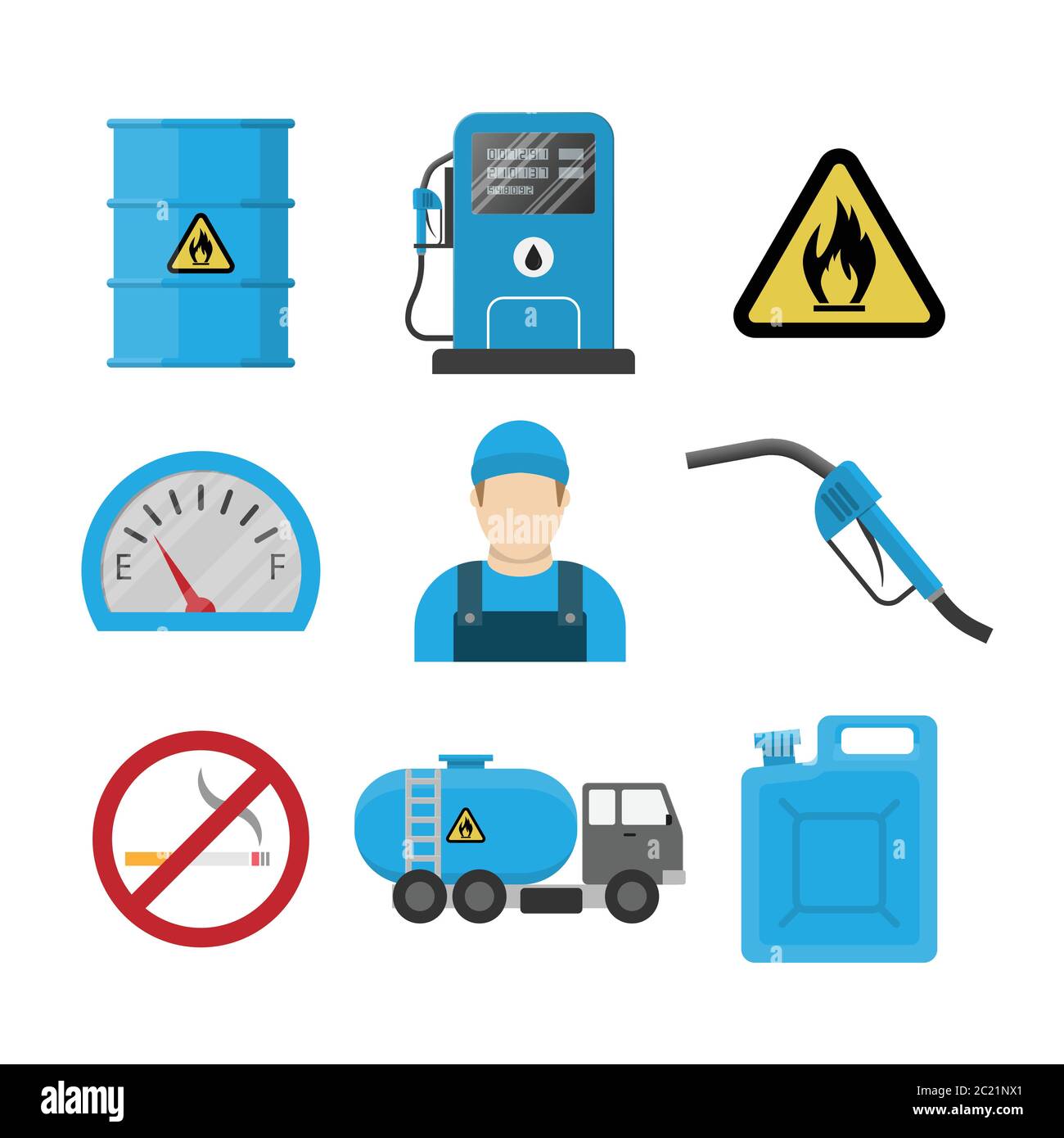 Gas station flat design icon, vector illustration Stock Vector