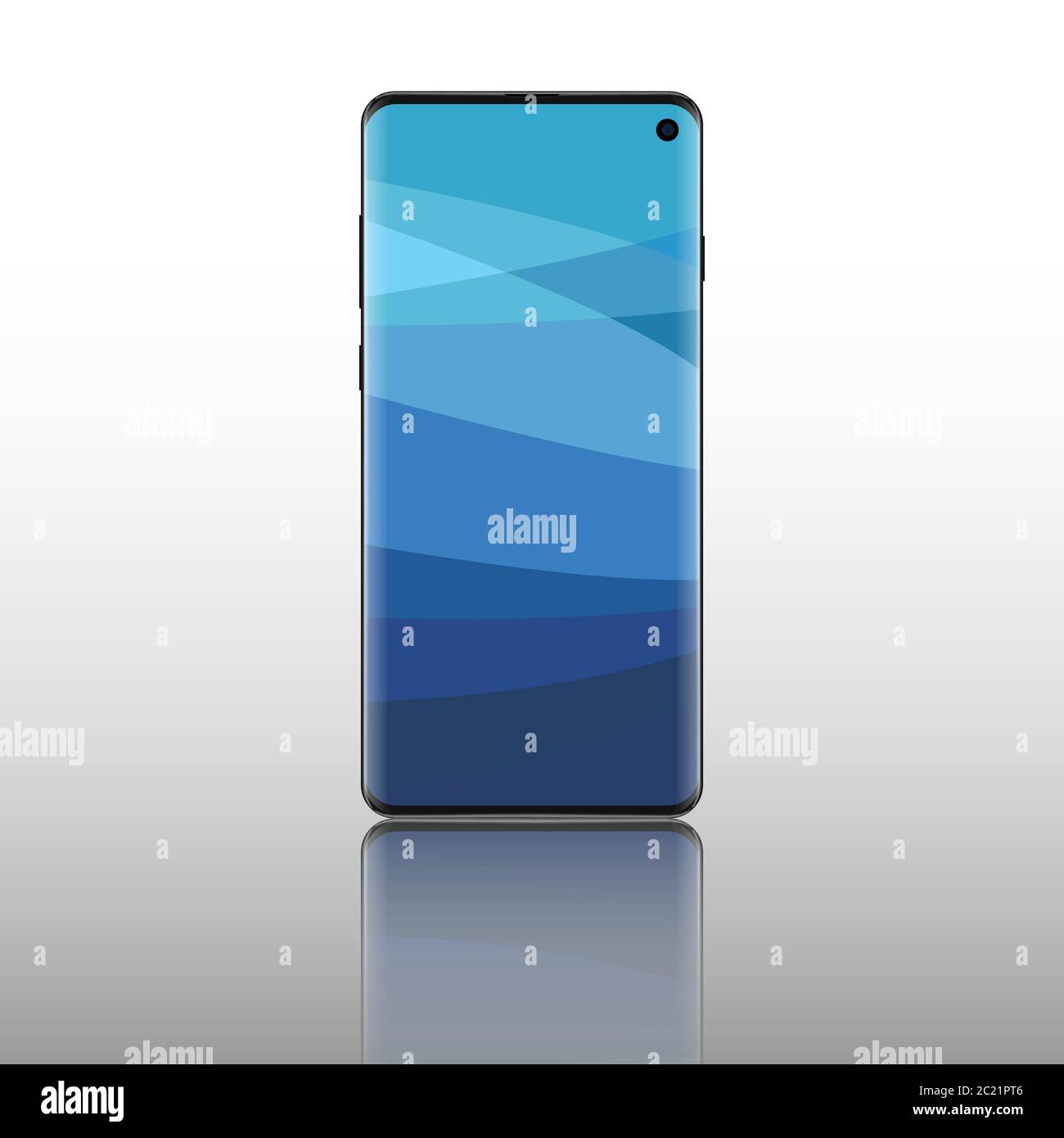 Frameless smart phone mockup template isolated on white background, vector illustration Stock Vector