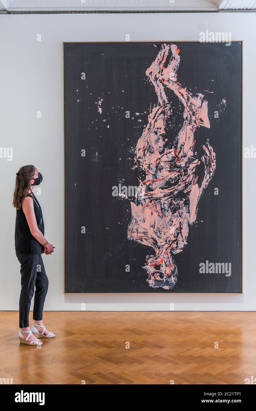 London, UK. 16th June, 2020. Georg Baselitz, Elke in Frankreich II, 2019 - Galerie Thaddaeus Ropac reopens its London gallery. The gallery present a large selection of works, mostly from the 2020 presentation at Art Basel online. Credit: Guy Bell/Alamy Live News Stock Photo