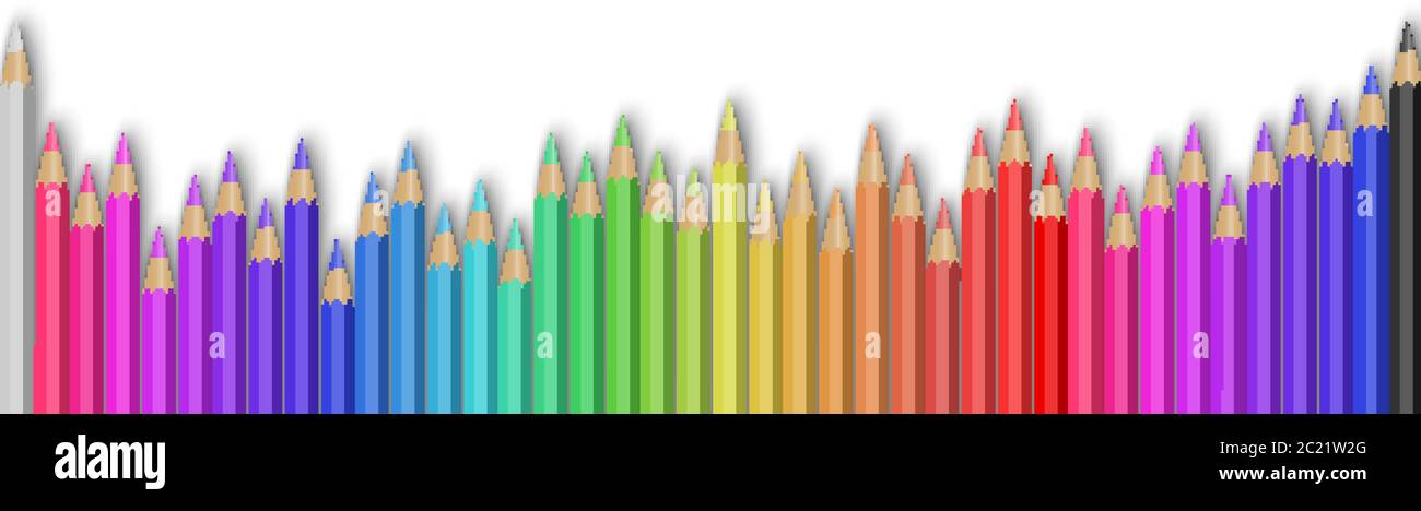 Color pencils set on white background, vector illustration Stock Vector