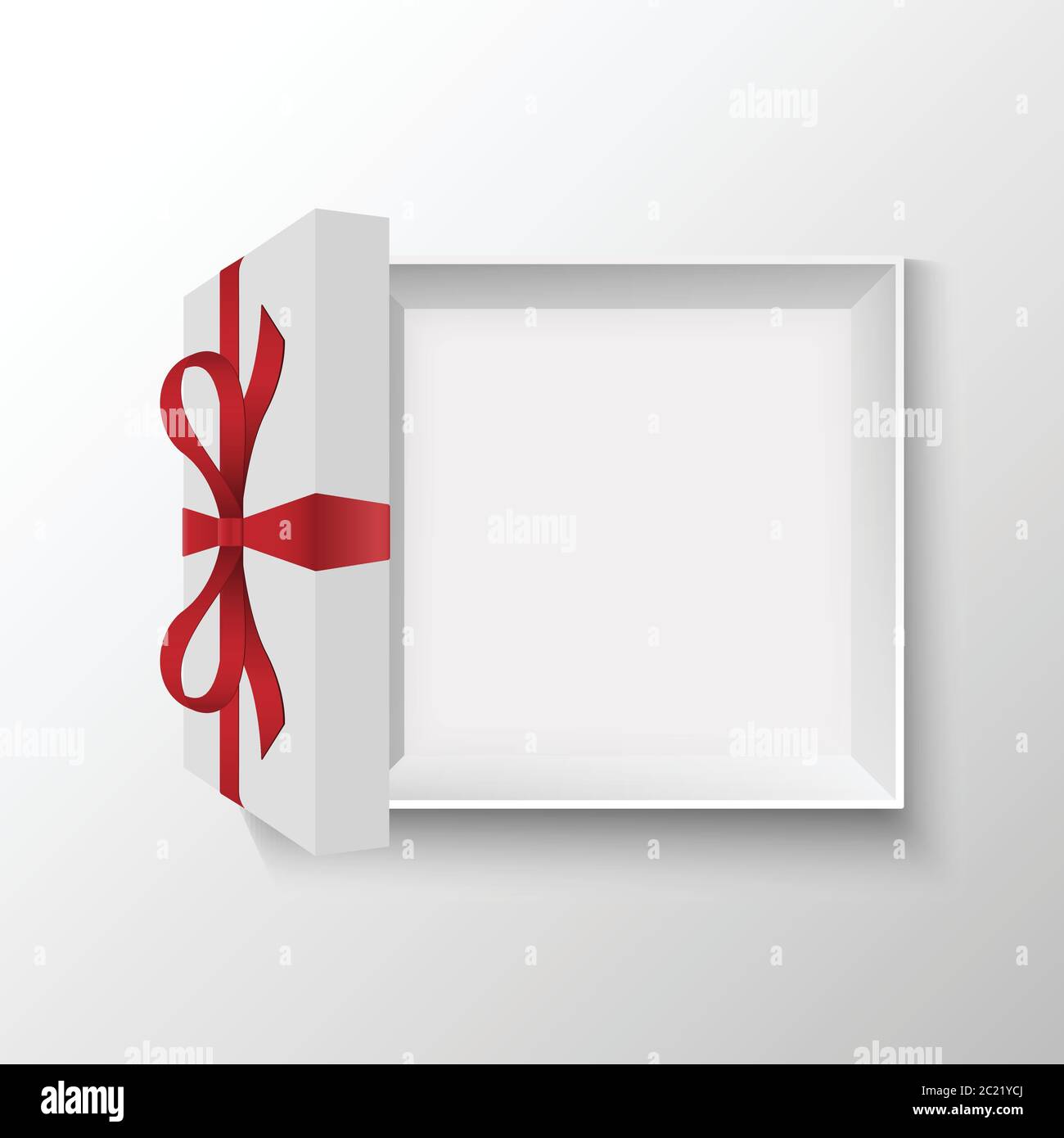 Opened gift box with red bow, vector illustration Stock Vector