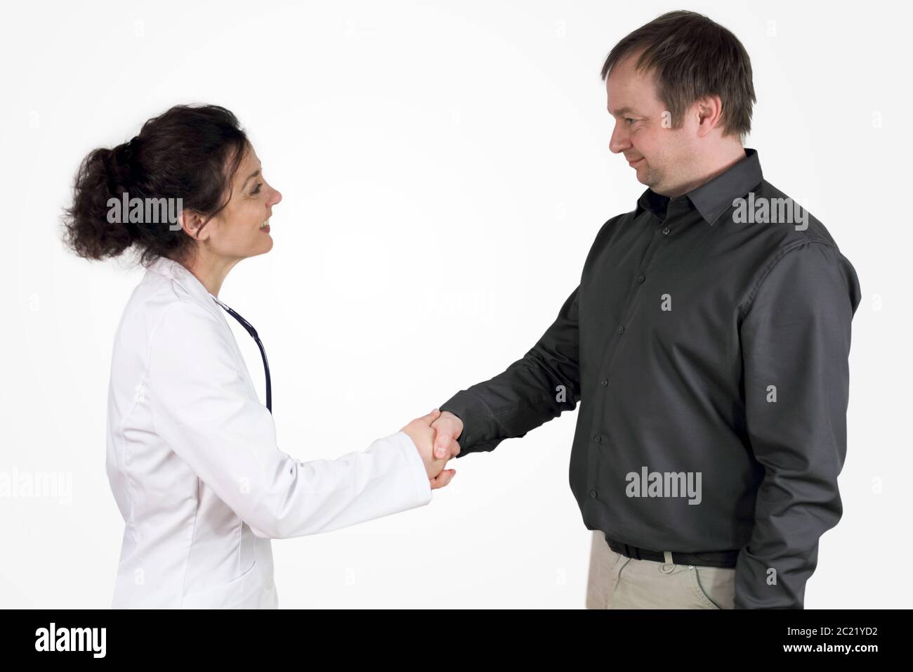 Doctor welcomes patient Stock Photo