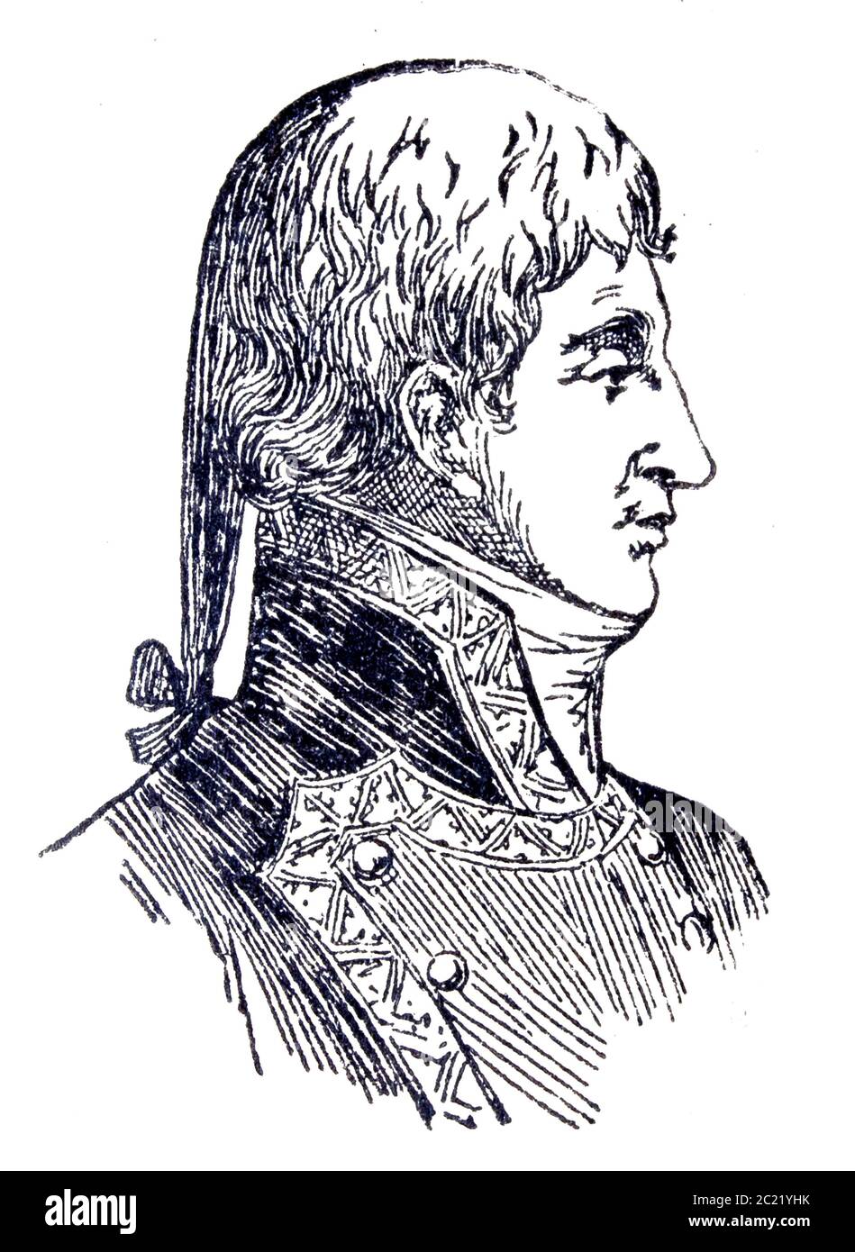 Cosme Damian de Churruca y Elorza portrait.  Basque Spanish Admiral of the Royal Spanish Armada, and Battle of Trafalgar Hero. Draw from Enciclopedia Stock Photo