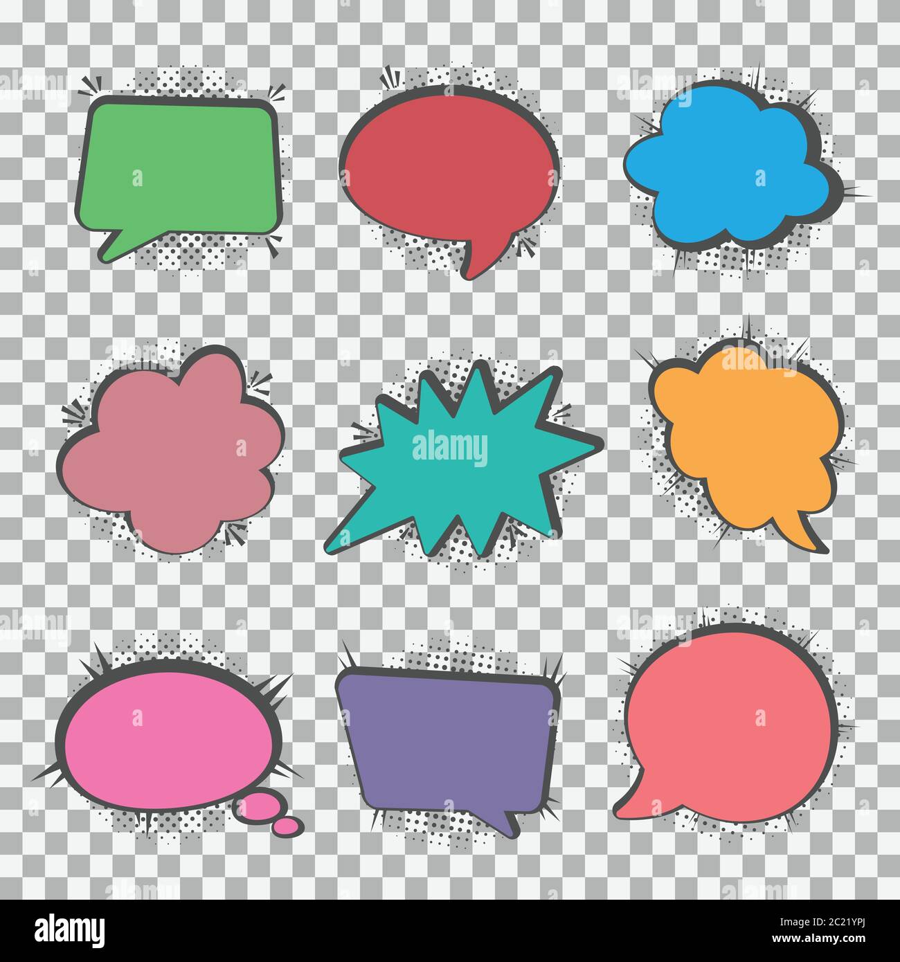 Speech bubbles set, Halftone shadows, vector illustration Stock Vector