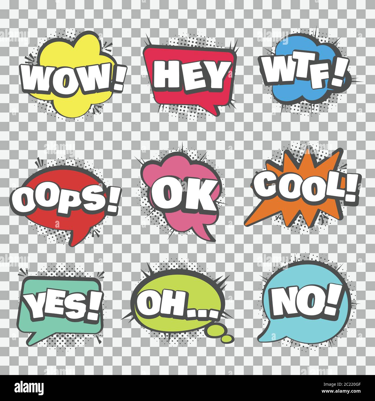 Speech bubbles set, Halftone shadows, vector illustration Stock Vector