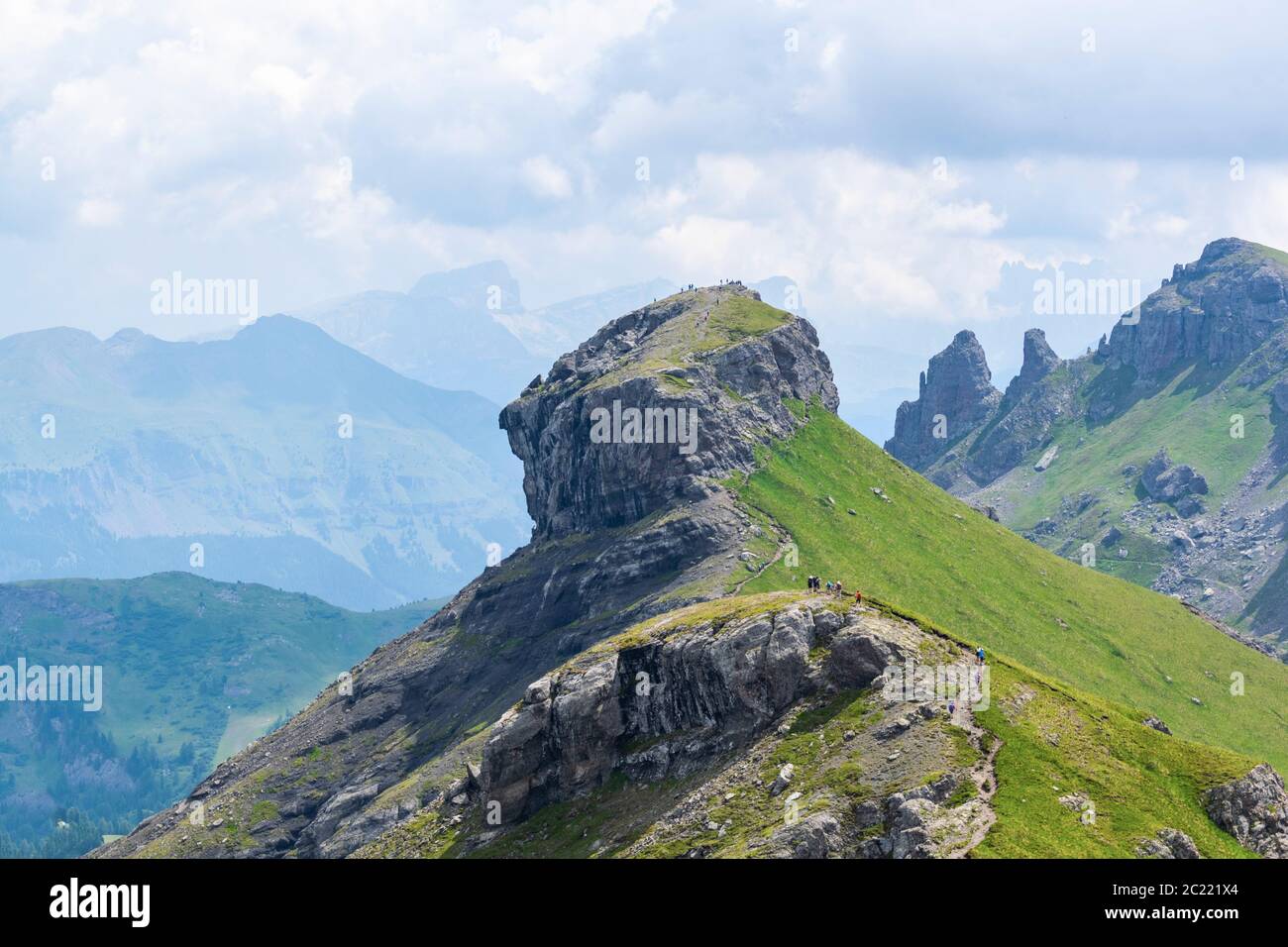 Unique mountain peak nicely shaped in the Dolomiti. Beautiful Italian alps scenery and perfect hiking place Stock Photo