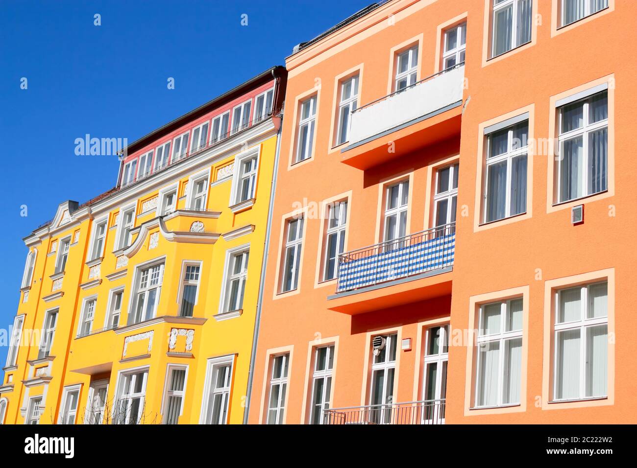 Colored row of houses Stock Photo