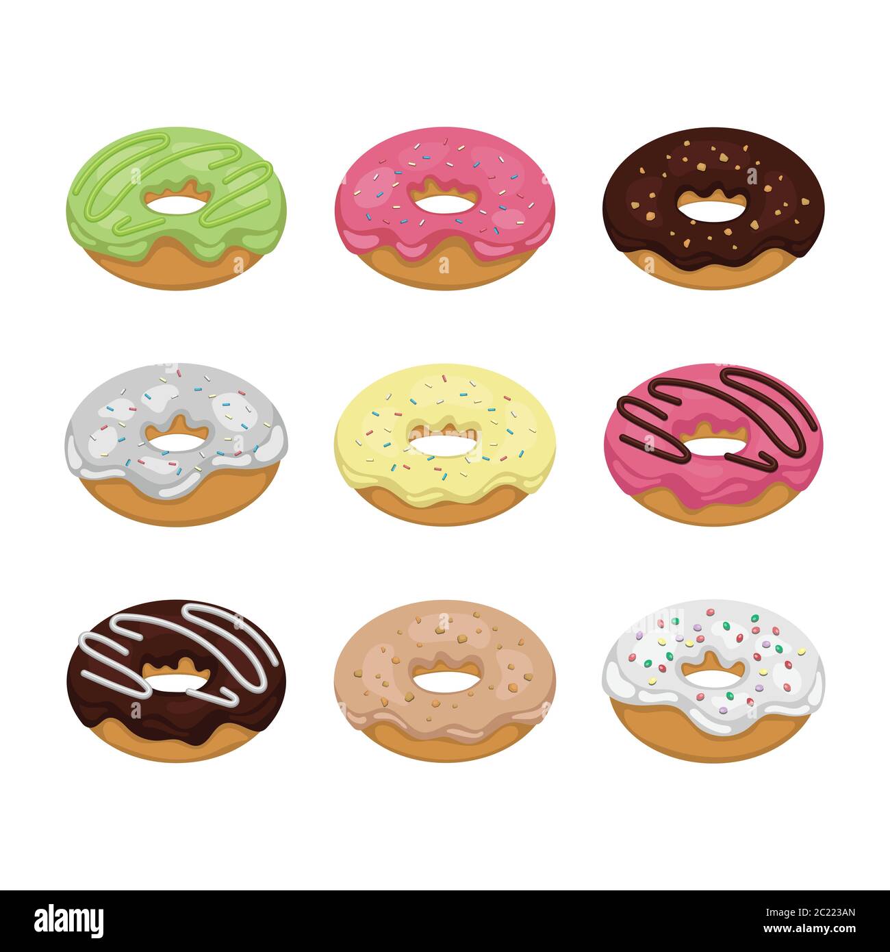 Set of colorful tasty donuts, vector illustration Stock Vector Image ...